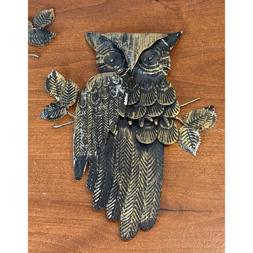 Owls Wall Art Vintage Tin Metal Art set of 2 Metal Art MCM 11
